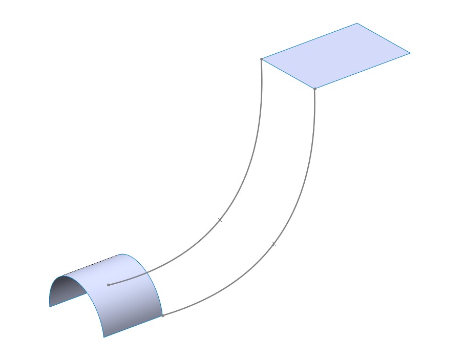   دو سطح و مرزبندی مشخص جهت استفاده در دستور Boundary surface در نرم‌افزار سالیدورک